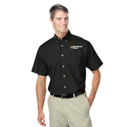 Men's S/S SuperBlend Poplin Shirt with Bone Buttons in Extended Sizes BG7216s - Made to Order