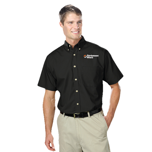 Men's S/S SuperBlend Poplin Shirt with Bone Buttons in Extended Sizes BG7216s - Made to Order