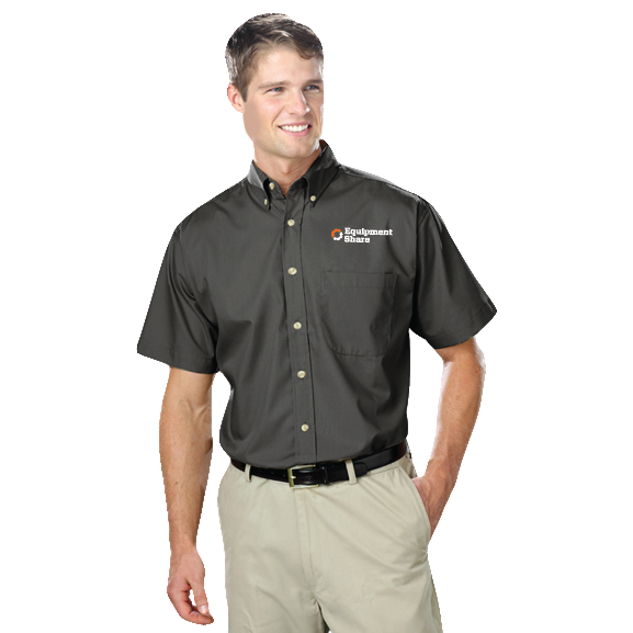 Men's S/S SuperBlend Poplin Shirt with Bone Buttons in Extended Sizes BG7216s - Made to Order