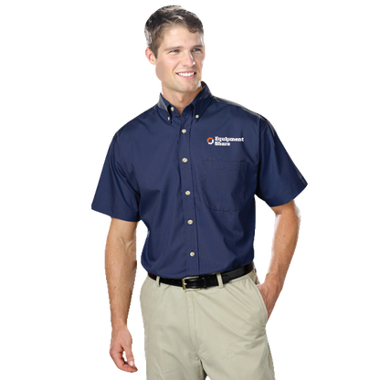 Men's S/S SuperBlend Poplin Shirt with Bone Buttons in Extended Sizes BG7216s - Made to Order