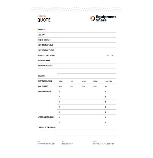 Equipmentshare Quote Note Pads 6" x 9"
