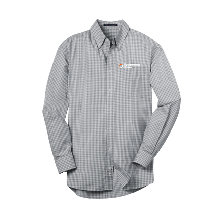 Port Authority Plaid Pattern Easy Care Shirt - Navy Made to Order / Charcoal In Stock